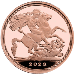 Pre-Owned 2023 UK Coronation Quarter Sovereign Proof Gold Coin