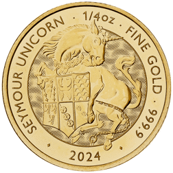Pre-Owned 2024 UK Tudor Beasts Seymour Unicorn 1/4oz Gold Coin