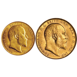 Pre-Owned UK Edward VII Full and Half Sovereign Gold 2-Coin Set