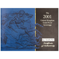 Pre-Owned 2001 UK Full Sovereign Proof Gold Coin - Damaged Internal Box