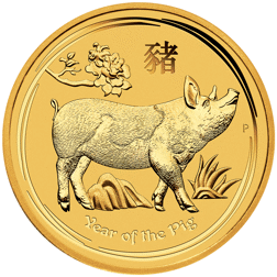 Pre-Owned 2019 Australian Lunar Pig 1/2oz Gold Coin