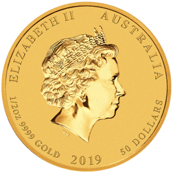 Pre-Owned 2019 Australian Lunar Pig 1/2oz Gold Coin