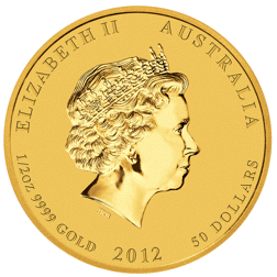 Pre-Owned 2012 Australian Lunar Dragon 1/2oz Gold Coin