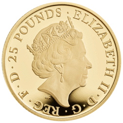 Pre-Owned 2022 UK Tudor Beasts Seymour Panther 1/4oz Proof Gold Coin