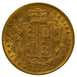 Pre-Owned 1872 London Mint DN.7 Victorian 'Shield' Full Sovereign Gold Coin
