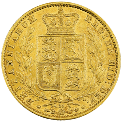 Pre-Owned 1866 London Mint DN.25 Victorian 'Shield' Full Sovereign Gold Coin