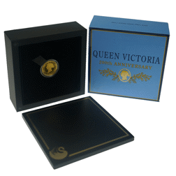 Pre-Owned 2019 Australian Queen Victoria 200th Anniversary 1/4oz Proof Gold Coin