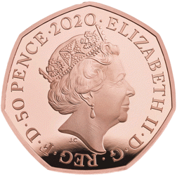 Pre-Owned 2020 UK Beatrix Potter Peter Rabbit 50p Proof Gold Coin