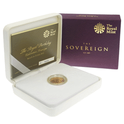 Pre-Owned 2015 UK Prince George Second Birthday 'Struck on the Day' Boxed Full Sovereign Gold Coin