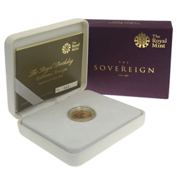 Pre-Owned 2015 UK Prince George Second Birthday 'Struck on the Day' Boxed Full Sovereign Gold Coin
