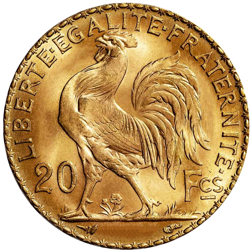 Pre-Owned French 20 Franc 'Rooster' Gold Coin - Mixed Dates