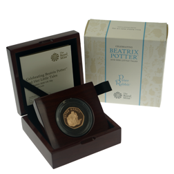 UK Beatrix Potter Peter Rabbit 50p Proof Gold Coin
