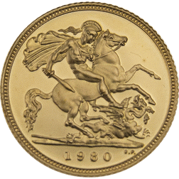 Pre-Owned UK Half Sovereign Proof Gold Coin 1980-1982