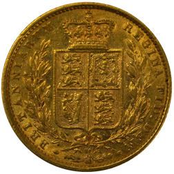 Pre-Owned 1872 London Mint DN.80 Victorian 'Shield' Full Sovereign Gold Coin