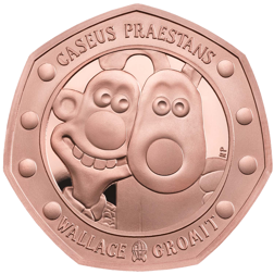 Pre-Owned 2019 UK Royal Mint Wallace and Gromit 50p Proof Design Gold Coin