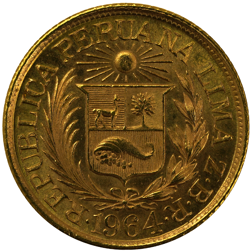 Pre-Owned 1964 Peru 1/2 Libra Gold Coin