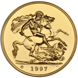 Pre-Owned 1997 UK Quintuple Sovereign Brilliant Uncirculated Gold Coin