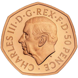 Pre-Owned 2022 UK Queen Elizabeth II Memorial 50p Proof Gold Coin