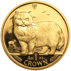 Pre-Owned 1989 Isle of Man Persian Cat 1oz Gold Coin