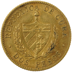 Pre-Owned 1916 Cuban 2 Peso Gold Coin