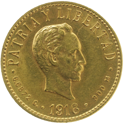 Pre-Owned 1916 Cuban 4 Peso Gold Coin