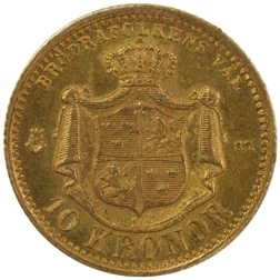 Pre-Owned Sweden Oscar II 10 Kronor Gold Coin - Mixed Dates