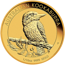 Pre-Owned Australian Kookaburra 1/10oz Gold Coin - Mixed Dates