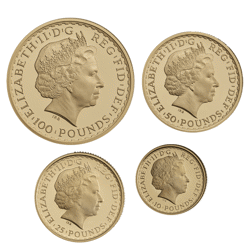 Pre-Owned 2012 UK Britannia 1oz, 1/2oz, 1/4oz, and 1/10oz Proof Gold 4-Coin Set