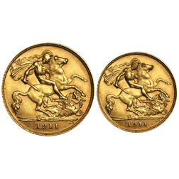 Pre-Owned 1911 UK Full and Half Sovereign Gold Coin Collection