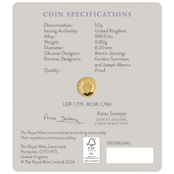 Pre-Owned 2024 UK Britannia and Liberty 1/40oz Proof Gold Coin