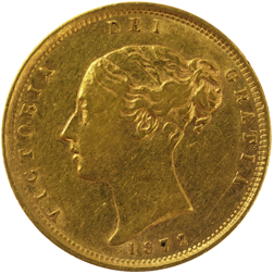 Pre-Owned 1872 London Mint DN.255 Victorian 'Shield' Half Sovereign Gold Coin