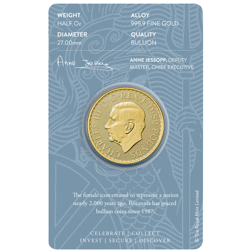 Pre-Owned UK King Charles III Britannia 1/2oz Gold Coin - Carded - Mixed Dates