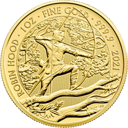 Pre-Owned 2021 UK Robin Hood Myths and Legends 1oz Gold Coin