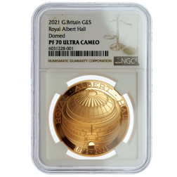 Pre-Owned 2021 UK Royal Albert Hall Domed £5 Gold Coin - NGC Graded PF70 Ultra Cameo - 6031228-001