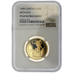 Pre-Owned 1998 UK Britannia 1/2oz Proof Gold Coin - NGC Graded PF69 Ultra Cameo - 6029315-033