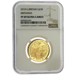 Pre-Owned 2010 UK Britannia 1/2oz Proof Gold Coin - NGC Graded PF69 Ultra Cameo - 6029624-043