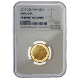 Pre-Owned 2010 UK Britannia 1/4oz Proof Gold Coin - NGC Graded PF69 Ultra Cameo - 6134005-041