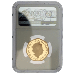 Pre-Owned 2019 UK New Pence 50p Piedfort Proof Gold Coin - NGC Graded PF70 Ultra Cameo - 5878561-001
