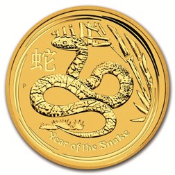 Pre-Owned 2013 Australian Lunar Snake 1oz Gold Coin