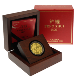 Pre-Owned 2014 Niue Feng Shui Koi 1/4oz Proof Gold Coin