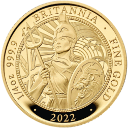 Pre-Owned 2022 UK Britannia 1/4oz Proof Gold Coin