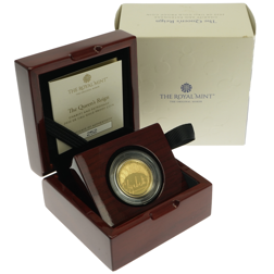 Pre-Owned 2022 UK The Queen's Reign Charity and Patronage 1/4oz Proof Gold Coin