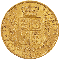 Pre-Owned 1864 London Mint DN.72 Victoria Young Head Shield Full Sovereign Gold Coin