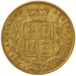 Pre-Owned 1866 London Mint DN.19 Victoria Young Head Shield Full Sovereign Gold Coin