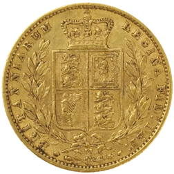 Pre-Owned 1866 London Mint DN.37 Victoria Young Head Shield Full Sovereign Gold Coin