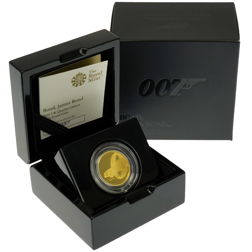 Pre-Owned 2020 The Royal Mint 007 Bond, James Bond 1/4oz Proof Gold Coin
