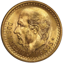 Pre-Owned Mexican 2.5 Peso Gold Coin - Mixed Dates