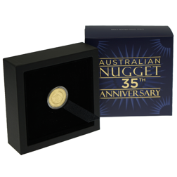 Pre-Owned 1986-2021 Australian Nugget 35th Anniversary Red Kangaroo 1/4oz Proof Gold Coin