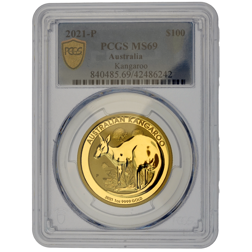 Pre-Owned 2021 Australian Kangaroo 1oz Gold Coin - PCGS Graded MS69 - 840485.69/42486242