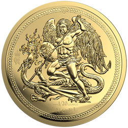 Pre-Owned Isle of Man King Charles III Angel 1/20oz Gold Coin - Mixed Dates
